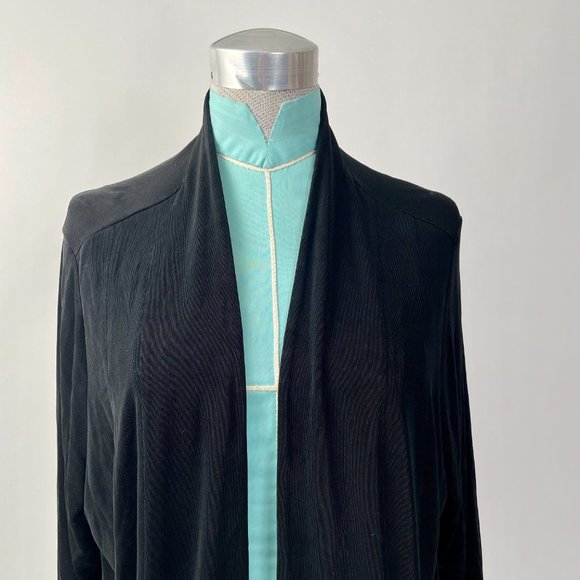 Chico's Travelers Collection Wrinkle Free Long Open Cardigan, Black, Size 2 (L) - Picture 2 of 8